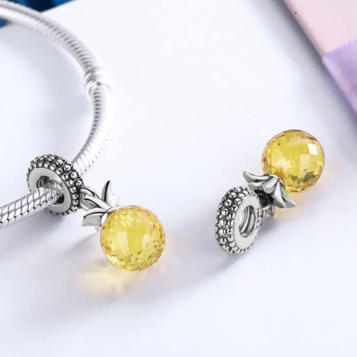 S925 Sterling Silber Obst Serie Ananas Liebe Anhänger DIY Armband Zubehör – Bild 5