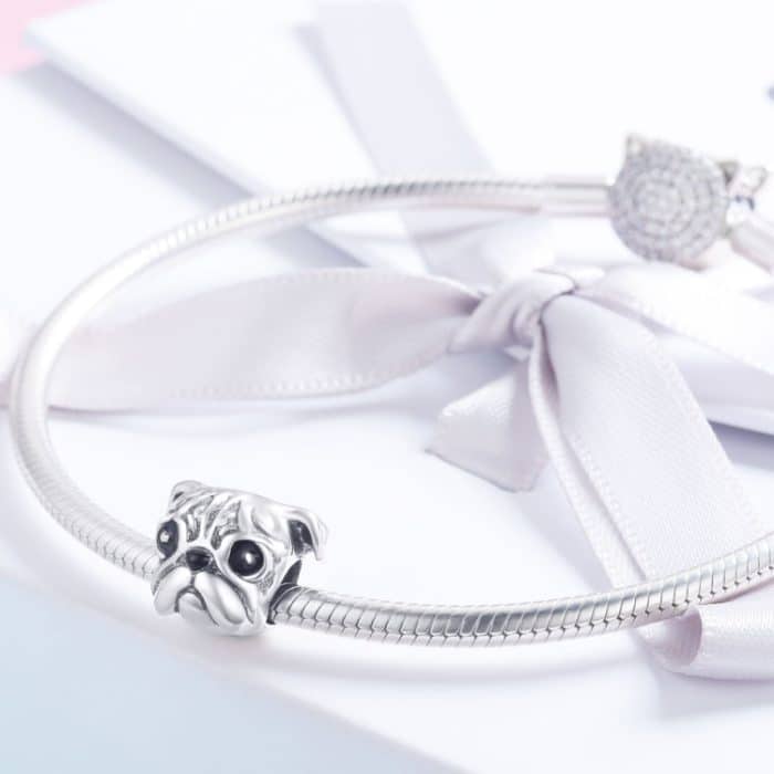 S925 Sterling Silber niedlichen Mops Diamant Perlen DIY Armband Zubehör – Bild 6