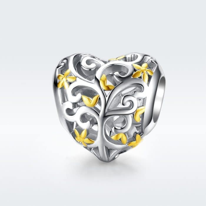 S925 Sterling Silber Herzförmige hohle Baum des Lebens Perlen DIY Armband Zubehör – Bild 2