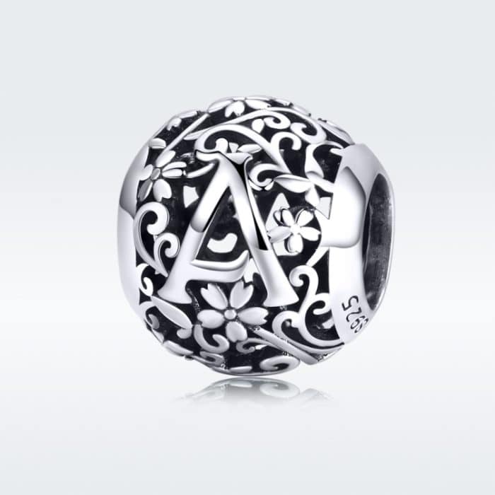 S925 Sterling Silber Muster Brief Perlen DIY Armband Perlen – Bild 2