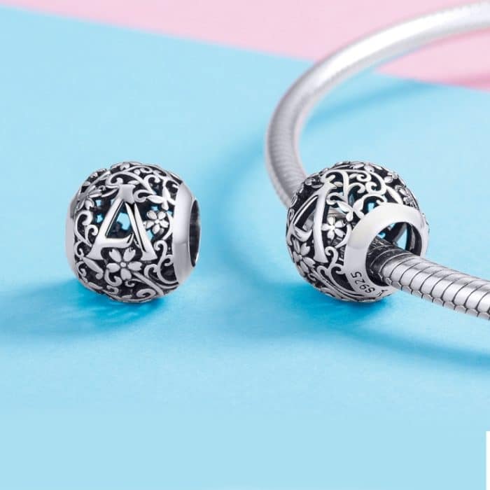 S925 Sterling Silber Muster Brief Perlen DIY Armband Perlen – Bild 5