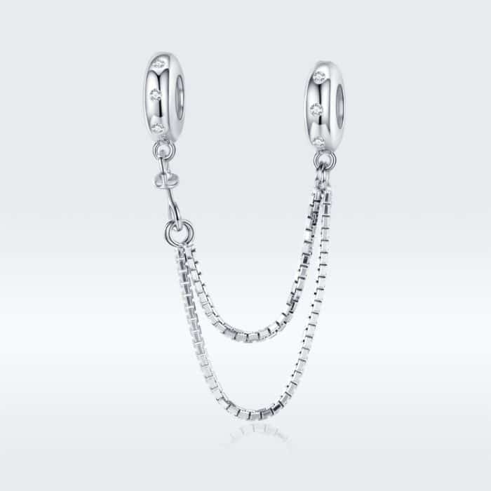 S925 Sterling Silber Einfache zweilagige Kette Sicherheitskette DIY Armband Zubehör – Bild 2