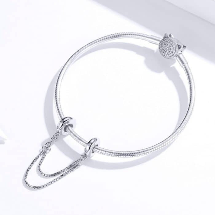 S925 Sterling Silber Einfache zweilagige Kette Sicherheitskette DIY Armband Zubehör – Bild 7