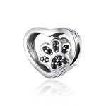 Schwarze Zirkonperlen S925 Sterling Silber Pet Paw Print Perlen DIY Armband Perle