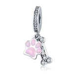 S925 Sterling Silber Hund Fußabdruck Diamant Perlen DIY Armband Zubehör
