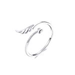 S925 Sterling Silber Angel Wings Offener Ring Weißvergoldeter offener Ring
