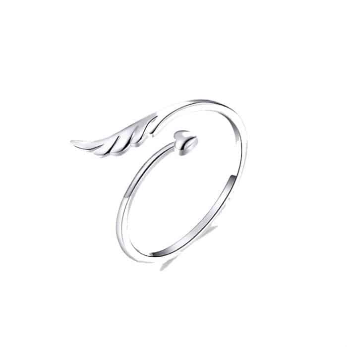 S925 Sterling Silber Angel Wings Offener Ring Weißvergoldeter offener Ring – Bild 1