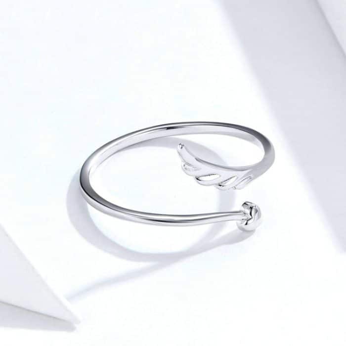 S925 Sterling Silber Angel Wings Offener Ring Weißvergoldeter offener Ring – Bild 3