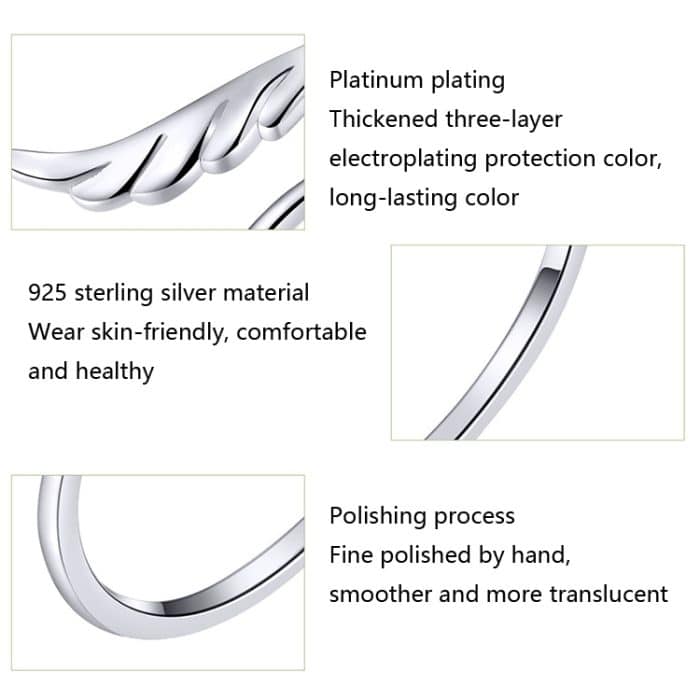 S925 Sterling Silber Angel Wings Offener Ring Weißvergoldeter offener Ring – Bild 5