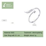 S925 Sterling Silber Angel Wings Offener Ring Weißvergoldeter offener Ring – Bild 6