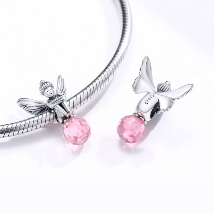 S925 Sterling Silber Blume Fee Perlen Rosa Glas Zirkon Lose Perlen DIY Armband Zubehör – Bild 6