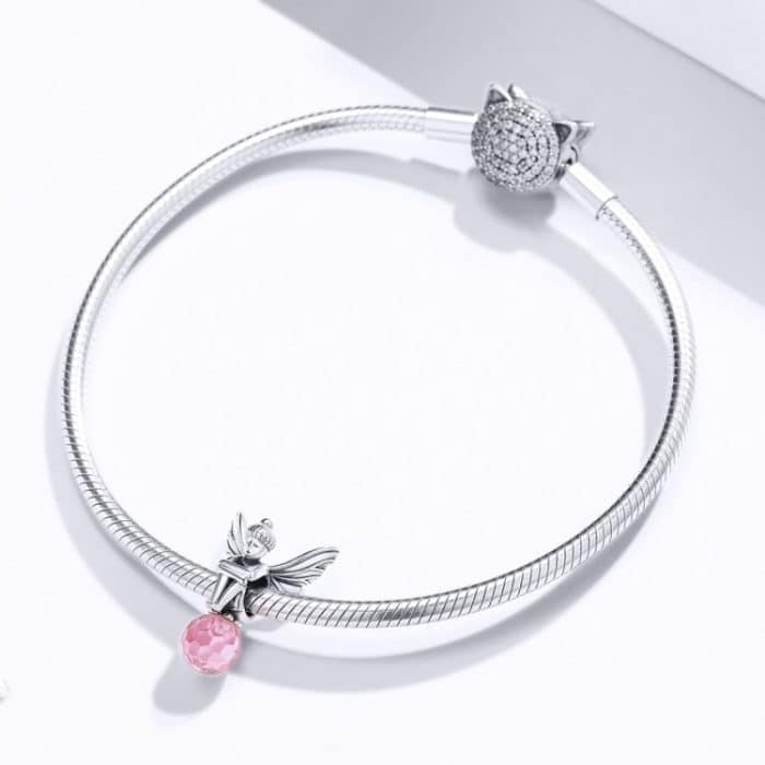 S925 Sterling Silber Blume Fee Perlen Rosa Glas Zirkon Lose Perlen DIY Armband Zubehör – Bild 7