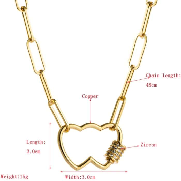 Liebesherz-Anhänger-Halskette mit mikroeingelegtem farbigem Zirkon – Bild 3