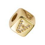 3 Stück englische Buchstaben-Perlen-Armband aus Messing mit Mikro-Intarsien, Paar, rote Schnur zum Selbermachen, Schmuck – Bild 2