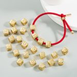 3 Stück englische Buchstaben-Perlen-Armband aus Messing mit Mikro-Intarsien, Paar, rote Schnur zum Selbermachen, Schmuck – Bild 5