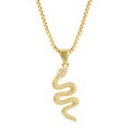 Kreative schlangenförmige Anhänger-Halskette, Persönlichkeit, weiblich, Punk-Stil, eingelegte Zirkon-Halskette