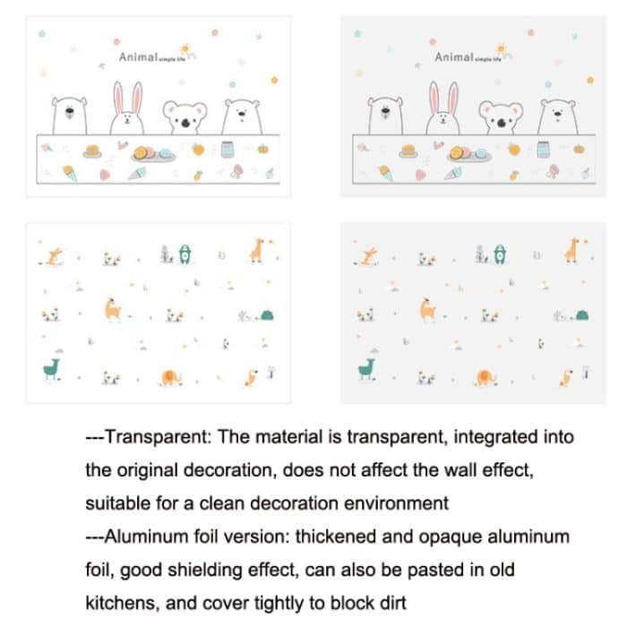 5 Stück ölbeständiger selbstklebender Aufkleber für Küchenschrank, Herd, Dunstabzugshaube, Transparent Type, Aluminum Foil Type – Bild 2