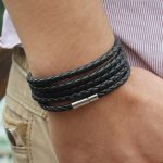 Paar Lederarmband Herren Charm Vintage Schwarzes Armband