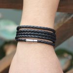 Paar Lederarmband Herren Charm Vintage Schwarzes Armband – Bild 2