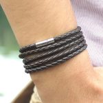 Paar Lederarmband Herren Charm Vintage Schwarzes Armband – Bild 4