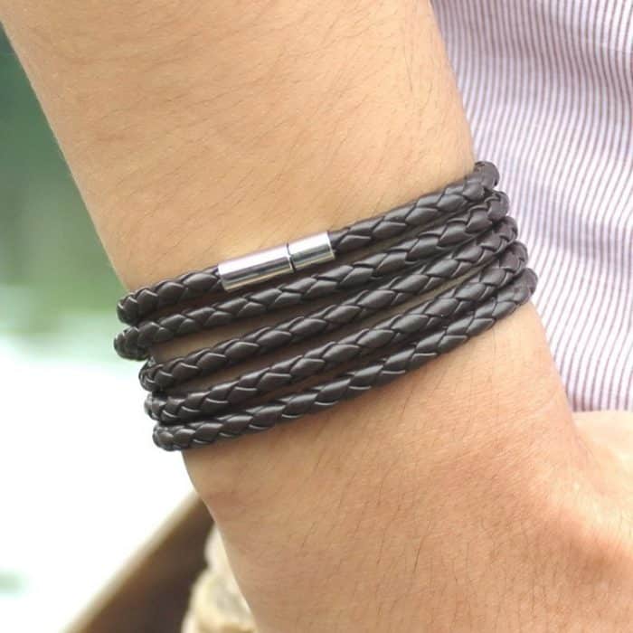 Paar Lederarmband Herren Charm Vintage Schwarzes Armband – Bild 4