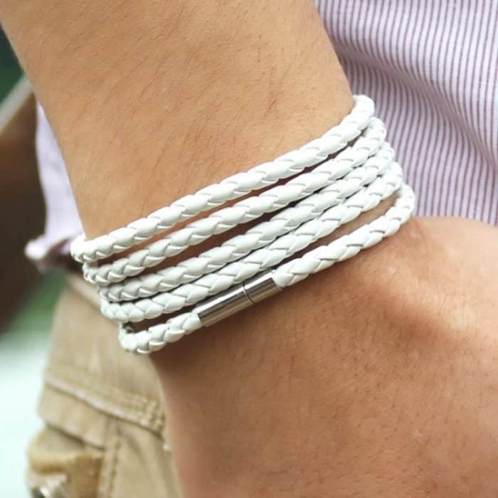 Paar Lederarmband Herren Charm Vintage Schwarzes Armband – Bild 5