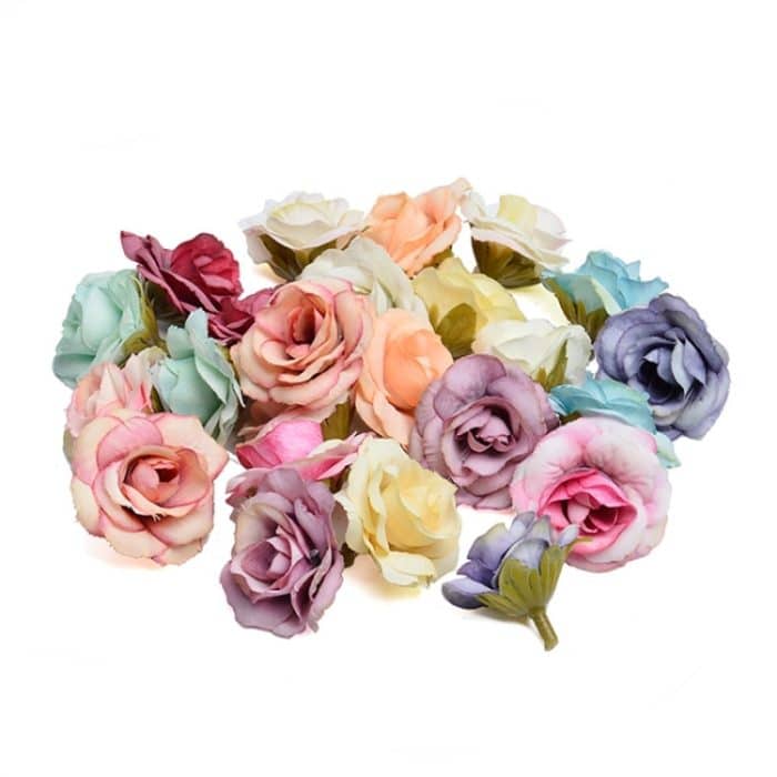 10 Sets 4 cm künstliche Blumen aus Seide, Rosenblütenkopf für Hochzeit, Party, Heimdekoration – Bild 6