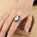 Vintage-Ring aus Silber mit großem Stein für Damen, modischer Bohemian-Boho-Schmuck – Bild 6