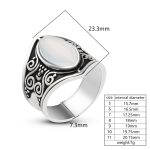 Vintage-Ring aus Silber mit großem Stein für Damen, modischer Bohemian-Boho-Schmuck – Bild 7