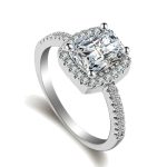 Mode große kubische Kristall Silber Zirkon Ring Hochzeit Schmuck Party Geschenk