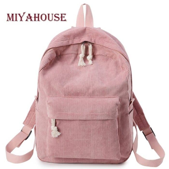 Rucksack aus weichem Stoff, weibliches Cord-Design, Schulrucksack für Mädchen und Frauen im Teenageralter – Bild 2