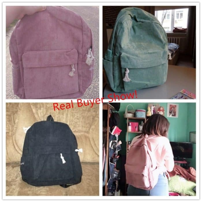 Rucksack aus weichem Stoff, weibliches Cord-Design, Schulrucksack für Mädchen und Frauen im Teenageralter – Bild 5