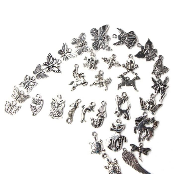 TBD0496015_3.jpg 100 Stück Gemischte Antik Silber Farbe Europäische Armbänder Charm Anhänger Modeschmuck DIY Charms Handmade – Bild 4