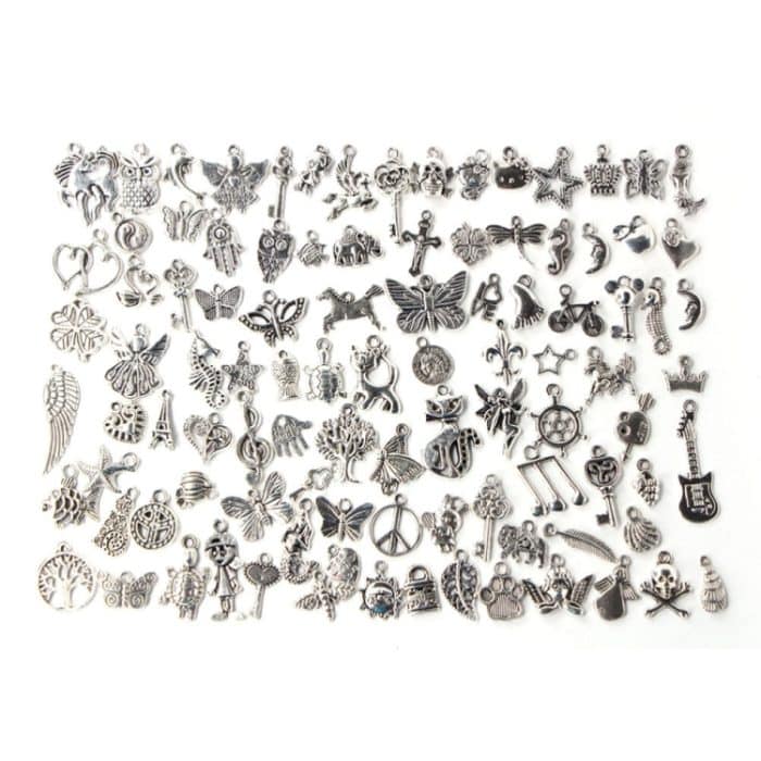 TBD0496015_4.jpg 100 Stück Gemischte Antik Silber Farbe Europäische Armbänder Charm Anhänger Modeschmuck DIY Charms Handmade – Bild 5