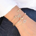 4 Teile/satz Böhmischen Blätter Knoten Runde Kette Öffnung Gold Armband Set