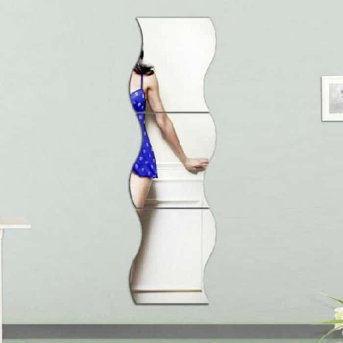 Wandspiegel, Acryl, DIY, Wellen-Stil, abnehmbarer Glasaufkleber, Schminkspiegel, Zuhause, Schlafzimmer, dekorativ, Wall Mirror Acrylic – Bild 4