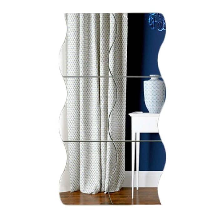 Wandspiegel, Acryl, DIY, Wellen-Stil, abnehmbarer Glasaufkleber, Schminkspiegel, Zuhause, Schlafzimmer, dekorativ, Wall Mirror Acrylic – Bild 6