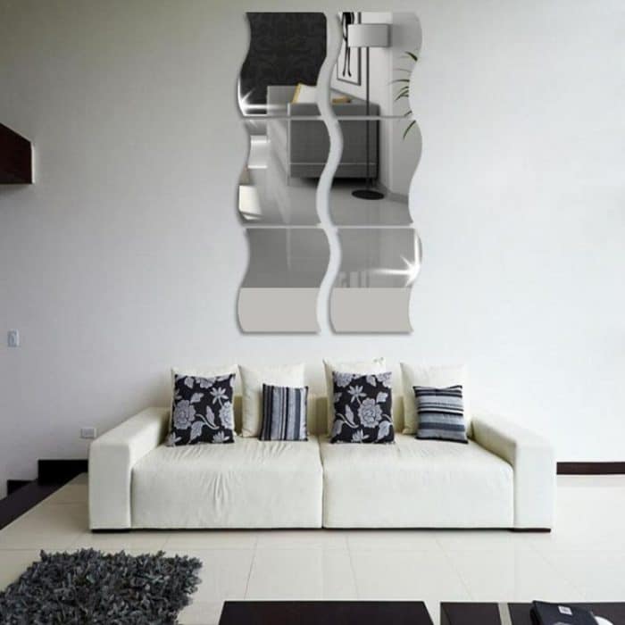 Wandspiegel, Acryl, DIY, Wellen-Stil, abnehmbarer Glasaufkleber, Schminkspiegel, Zuhause, Schlafzimmer, dekorativ, Wall Mirror Acrylic – Bild 7