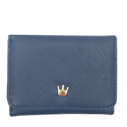 Kurze Mini-Damen-Geldbörsen, Kronen-verzierte Falte, PU-Leder, Münzgeldbörse, Kartenhalter