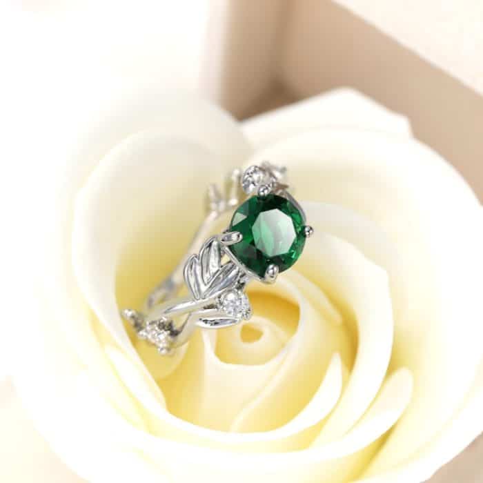 Kristallrebenblatt-Design-Verlobungsring, modischer Schmuck für Frauen – Bild 5