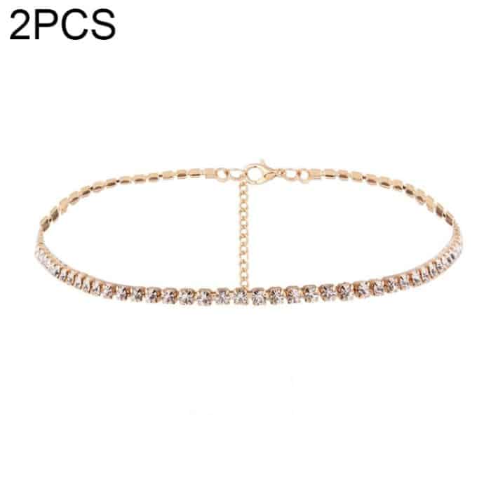 TBD051783101A.jpg 2 Stück Modeschmuck-Accessoires, luxuriöse Strass-Halskette für Frauen, Temperament-Kragen-Halskette – Bild 1