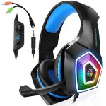 V1 3,5 mm RGB-Gaming-Headset mit bunter Leuchtdrahtsteuerung, Kabellänge: 2,2 m