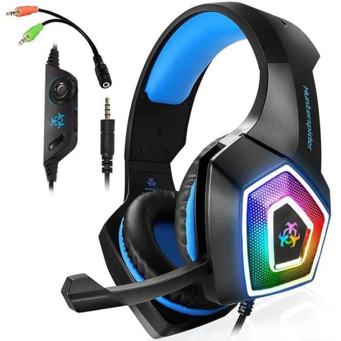 TBD052934601A.jpg V1 3,5 mm RGB-Gaming-Headset mit bunter Leuchtdrahtsteuerung, Kabellänge: 2,2 m – Bild 1