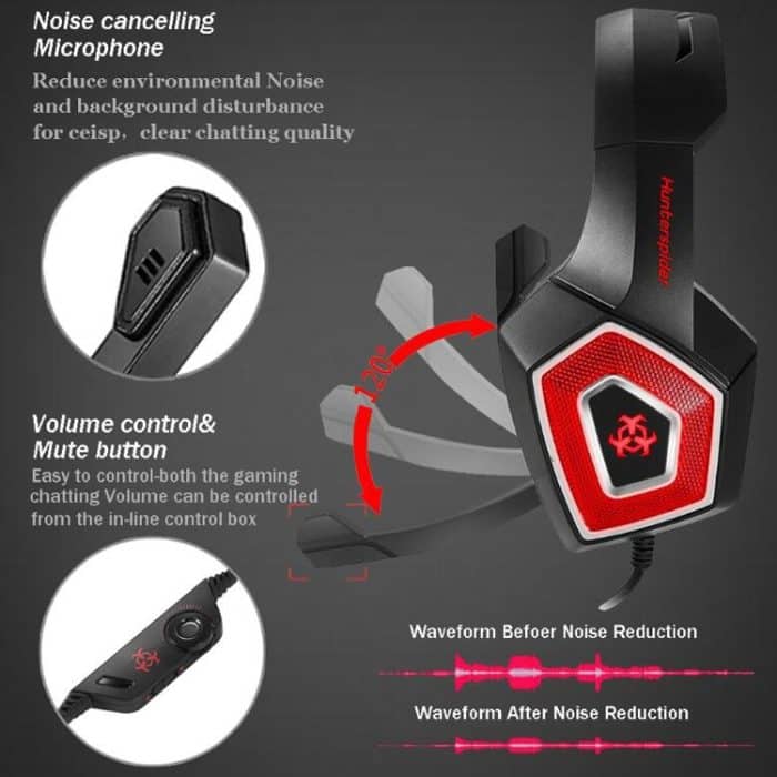 V1 3,5 mm RGB-Gaming-Headset mit bunter Leuchtdrahtsteuerung, Kabellänge: 2,2 m – Bild 5