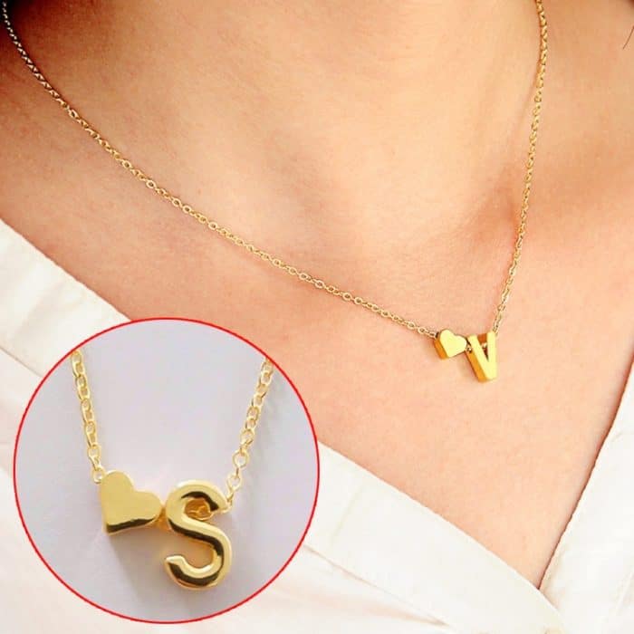 Mode kleine zierliche Herz Initial Halskette personalisierte Buchstaben Halskette Namen Schmuck für Frauen Accessoires Freundin Geschenk – Bild 1