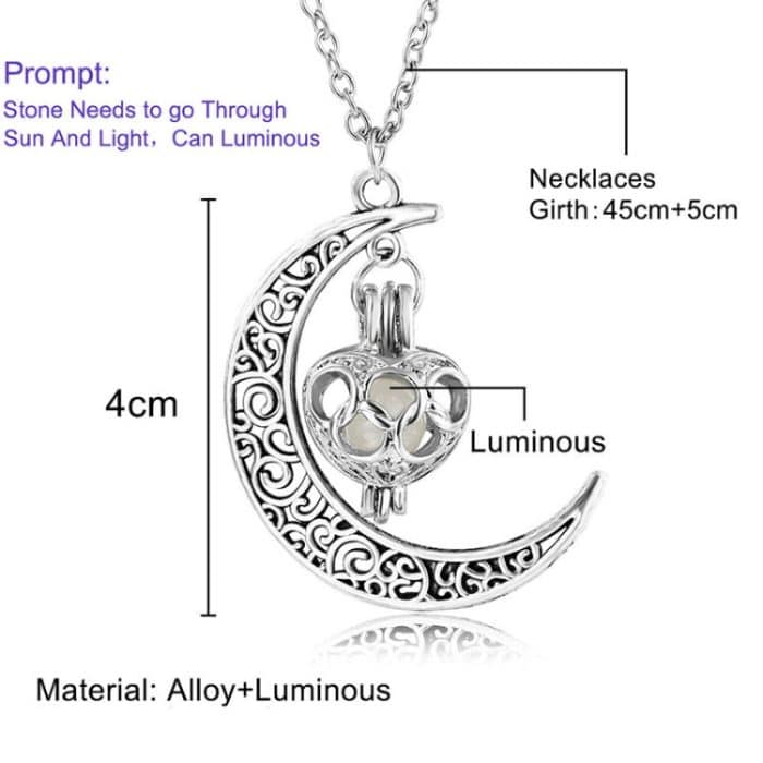 Frauen Mond leuchtend leuchtende Edelstein Charm Halskette Schmuck – Bild 2