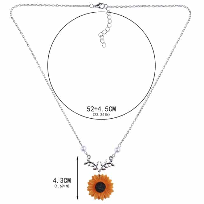 Zarte Sonnenblumen-Anhänger-Halskette für Damen, kreative Imitationsperlen-Schmucksache-Halskette – Bild 3
