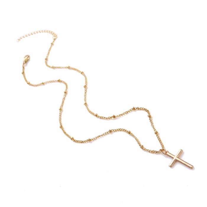 Damen-Halskette mit hellem Galvanik-Kreuz-Schmuck – Bild 3