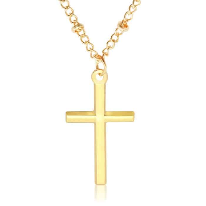 Damen-Halskette mit hellem Galvanik-Kreuz-Schmuck – Bild 4