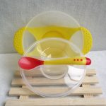 3 PCS Kinder Geschirr Baby Lernen Gerichte Mit Saugnapf Unterstützen Lebensmittel Schüssel Temperatur Sensing Löffel